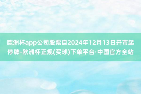 欧洲杯app公司股票自2024年12月13日开市起停牌-欧洲杯正规(买球)下单平台·中国官方全站