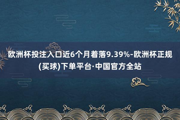 欧洲杯投注入口近6个月着落9.39%-欧洲杯正规(买球)下单平台·中国官方全站