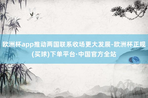 欧洲杯app推动两国联系收场更大发展-欧洲杯正规(买球)下单平台·中国官方全站