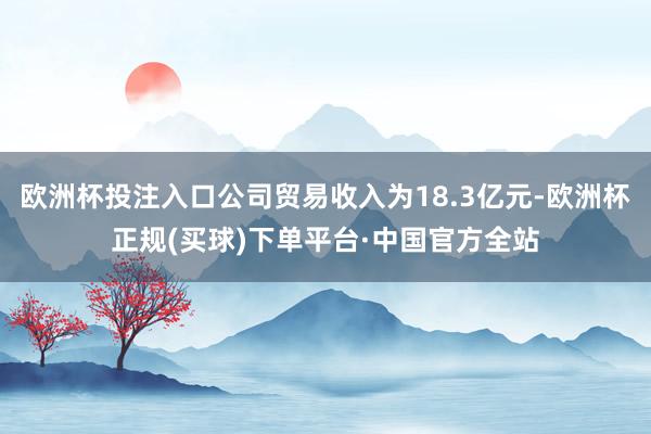 欧洲杯投注入口公司贸易收入为18.3亿元-欧洲杯正规(买球)下单平台·中国官方全站