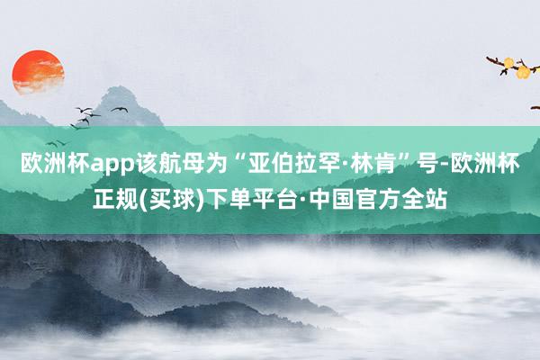 欧洲杯app该航母为“亚伯拉罕·林肯”号-欧洲杯正规(买球)下单平台·中国官方全站