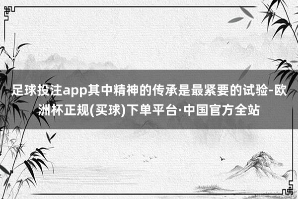 足球投注app其中精神的传承是最紧要的试验-欧洲杯正规(买球)下单平台·中国官方全站