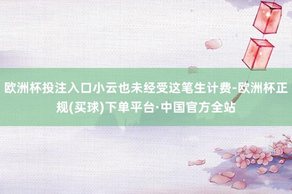 欧洲杯投注入口小云也未经受这笔生计费-欧洲杯正规(买球)下单平台·中国官方全站