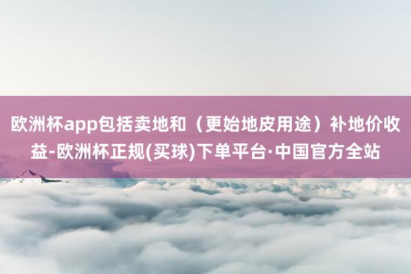 欧洲杯app包括卖地和（更始地皮用途）补地价收益-欧洲杯正规(买球)下单平台·中国官方全站