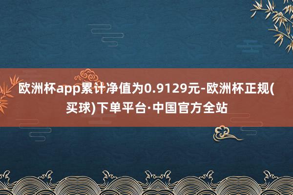 欧洲杯app累计净值为0.9129元-欧洲杯正规(买球)下单平台·中国官方全站