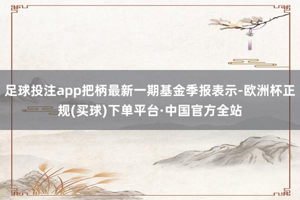 足球投注app把柄最新一期基金季报表示-欧洲杯正规(买球)下单平台·中国官方全站