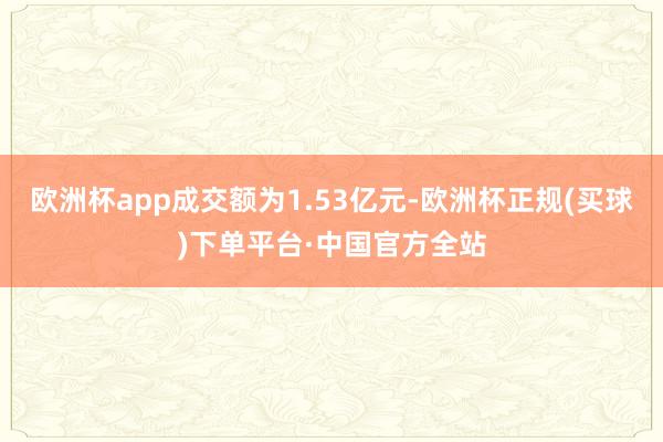 欧洲杯app成交额为1.53亿元-欧洲杯正规(买球)下单平台·中国官方全站