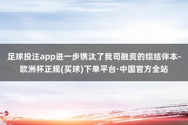 足球投注app进一步镌汰了我司融资的综结伴本-欧洲杯正规(买球)下单平台·中国官方全站