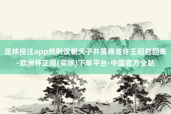 足球投注app然则汉朝天子并莫得准许王昭君回来-欧洲杯正规(买球)下单平台·中国官方全站