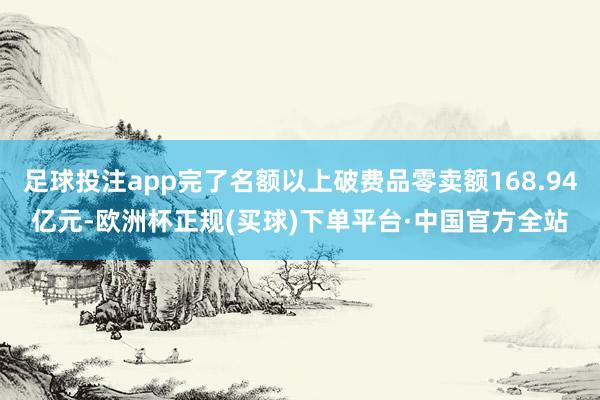 足球投注app完了名额以上破费品零卖额168.94亿元-欧洲杯正规(买球)下单平台·中国官方全站