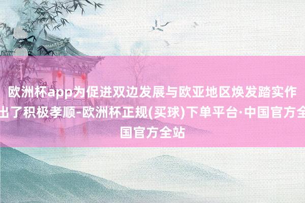 欧洲杯app为促进双边发展与欧亚地区焕发踏实作念出了积极孝顺-欧洲杯正规(买球)下单平台·中国官方全站
