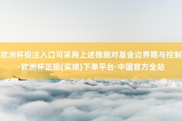 欧洲杯投注入口可采用上述措施对基金边界赐与控制-欧洲杯正规(买球)下单平台·中国官方全站